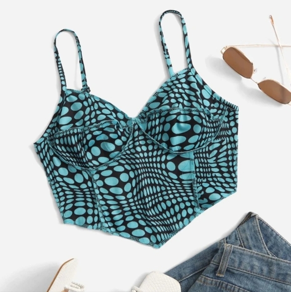 Dot Print Crop Cami Top NWT - Picture 5 of 6